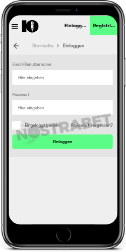 Mobile Anmeldung bei 10bet