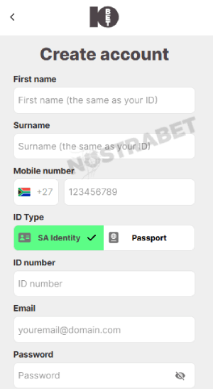 10bet registration form South Africa