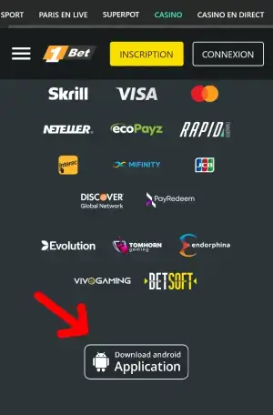 1bet téléchargement de l'application Android