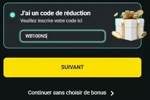 1bet saisir le code bonus