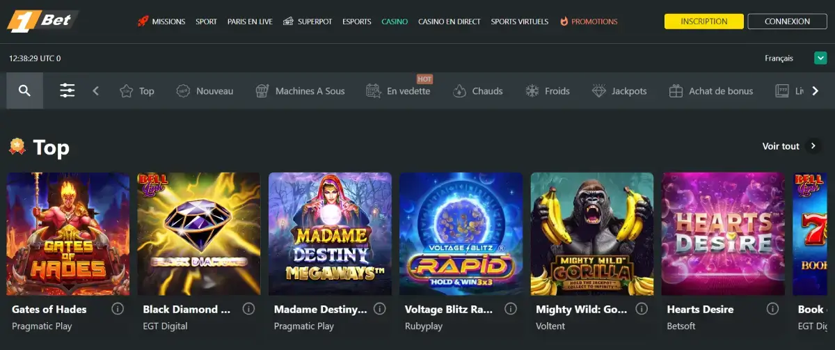 1bet page d'accueil du casino