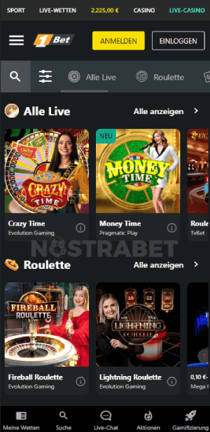 1 Bet Live Casino Spiele