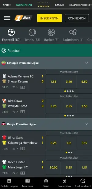 1bet paris en direct sur mobile