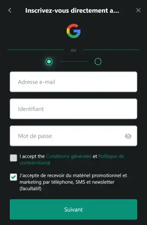 1bet enregistrement mobile