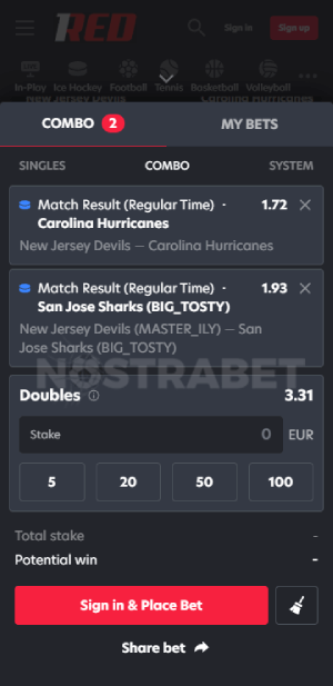 1red place a bet