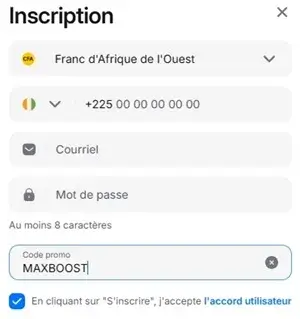 saisir le code bonus 1win