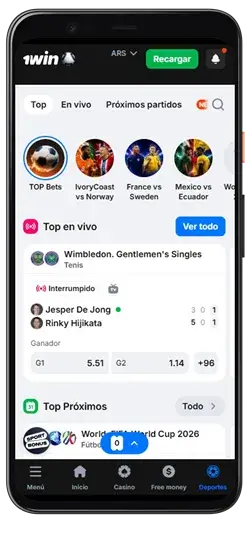 aplicación móvil 1win
