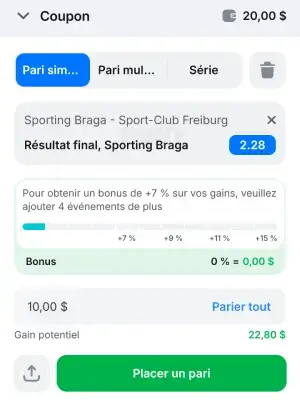 1Win coupon de pari mobile