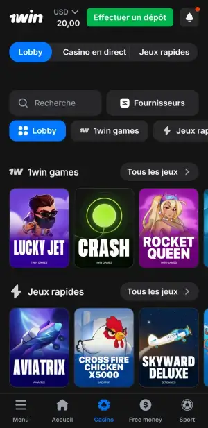 1Win casino mobile