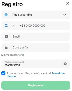 pasos para el registro 1win