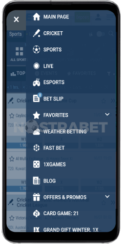 1xbet android app navigation