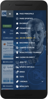 1xbet android app menu