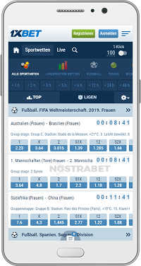 Sportwetten in der Android-App von 1xBet