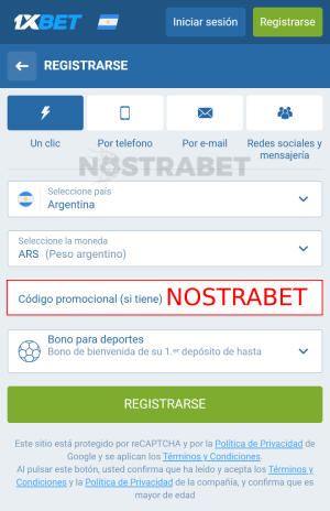 1xbet código de bono entrar