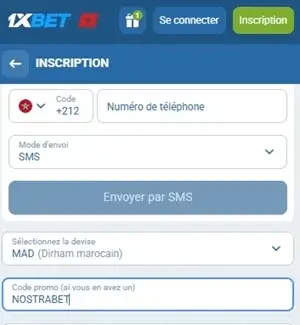 saisissez le code bonus 1xbet