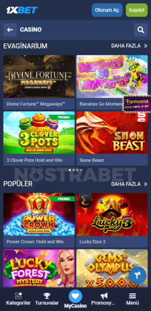 1xbet casino oyunları