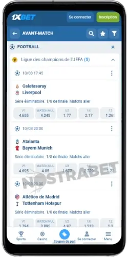 application mobile 1xbet
