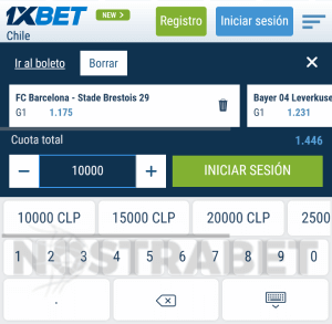 1xbet móvil boleto de apuestas