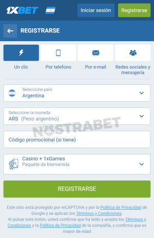 1xbet registro movil