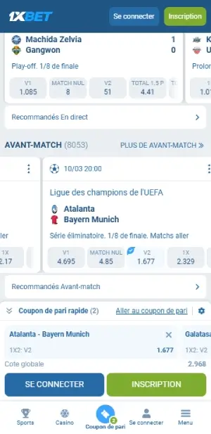 1xbet place un pari