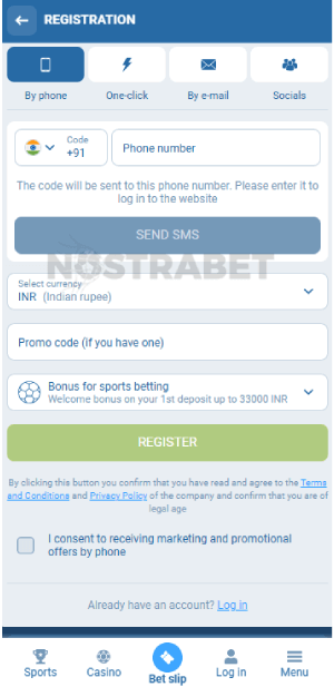 1xbet India registration