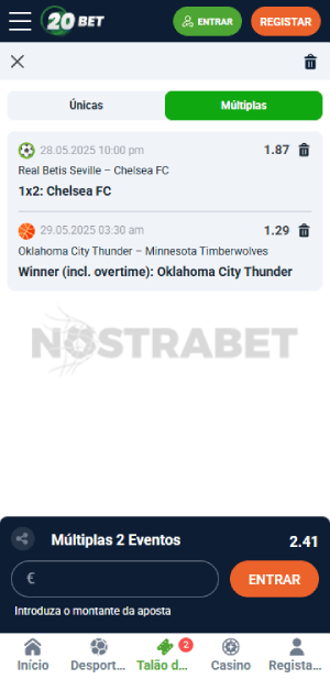 20bet faça uma aposta
