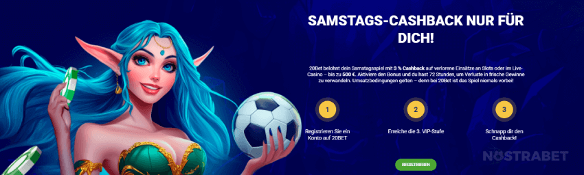 20bet Samstags Casino Cashback