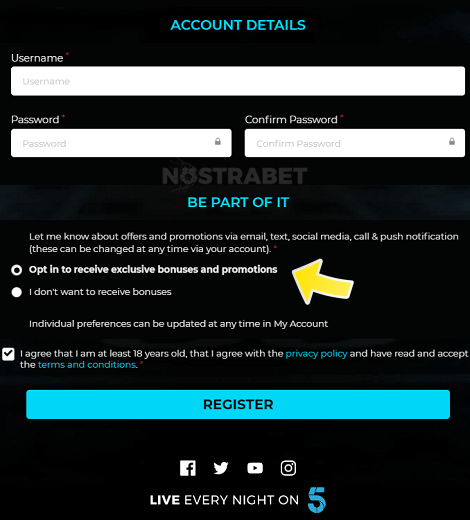 21.co.uk bonus code field