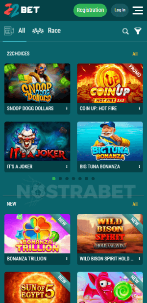22bet casino games