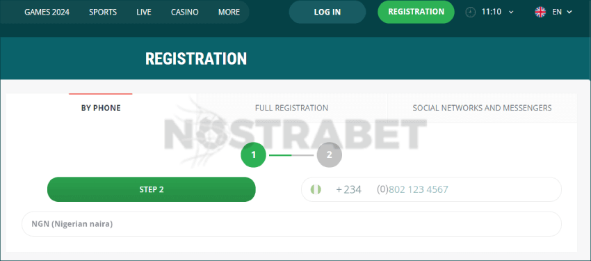 22bet nigeria registration desktop