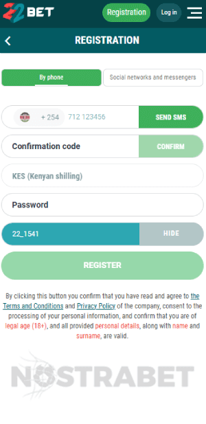 22bet registration Kenya