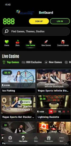 888casino live games ontario