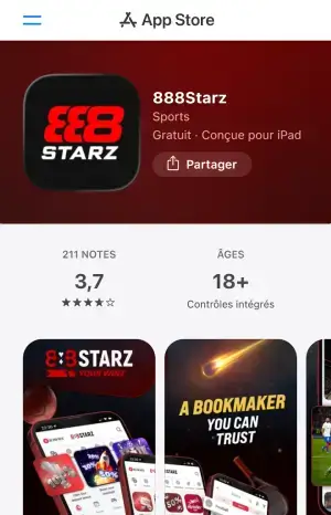 888starz téléchargement de l'application mobile iOS