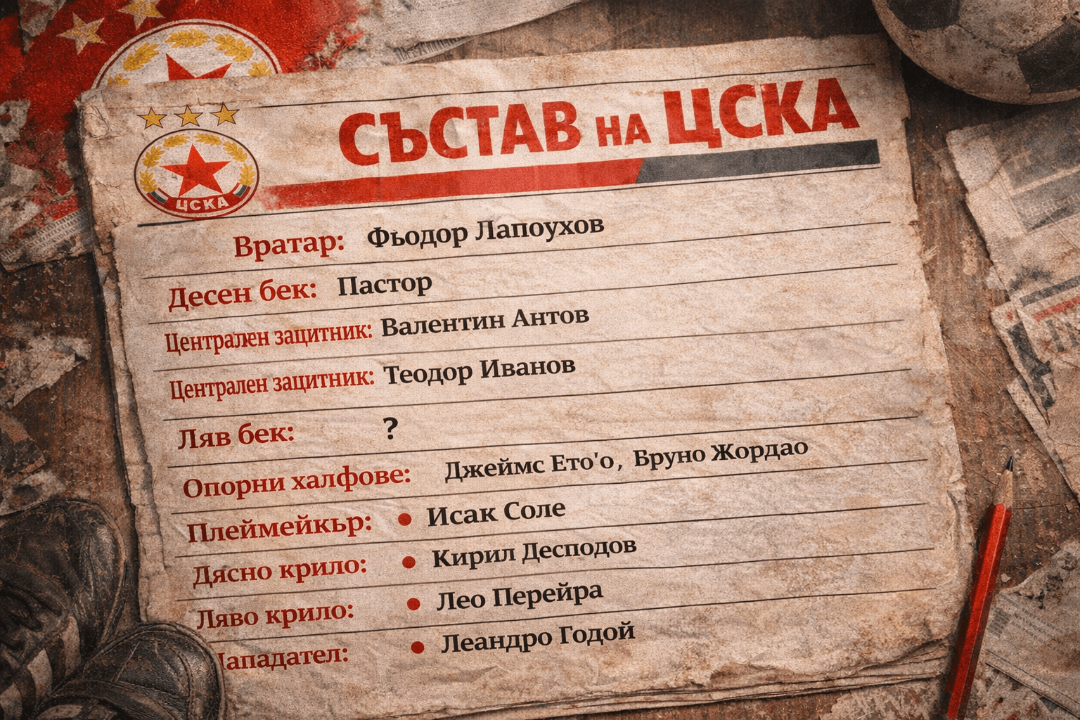 Състав на ЦСКА 2026