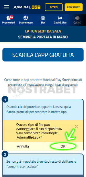 Scarica Admiralbet per Android