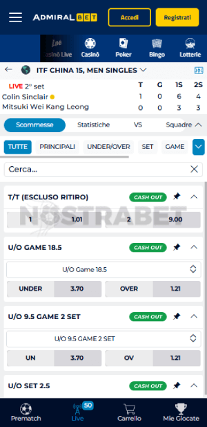 Admiralbet sport in diretta