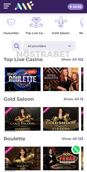 Alfcasino live casino mobile