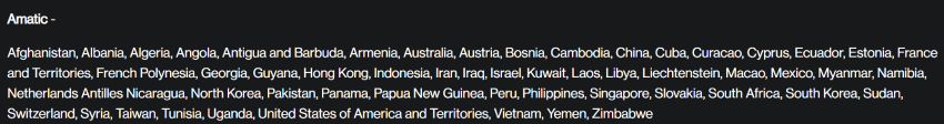 amatic restricted countries at fortunejack