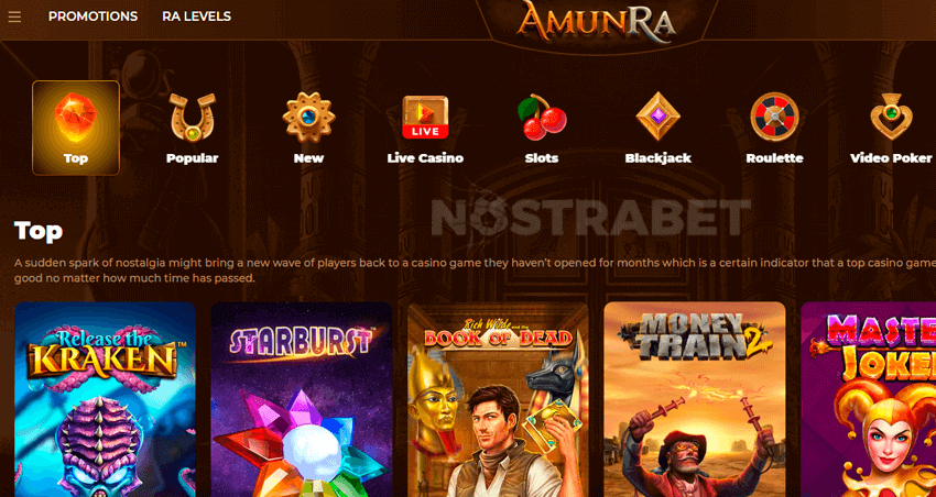 AmunRa casino homepage