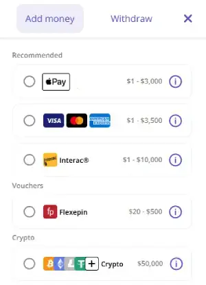 ApplePay deposits