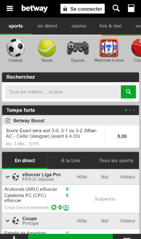 application betway pour android et ios