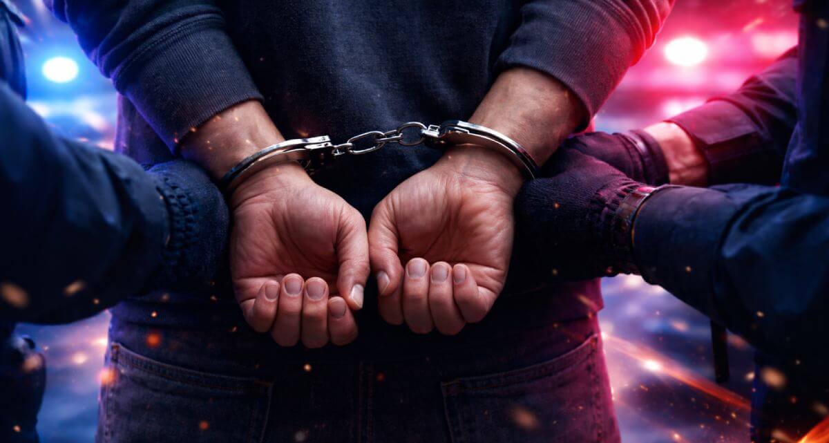 Arrested Man with Handcuffs