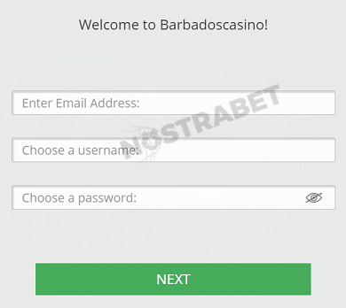 Barbados casino signup form
