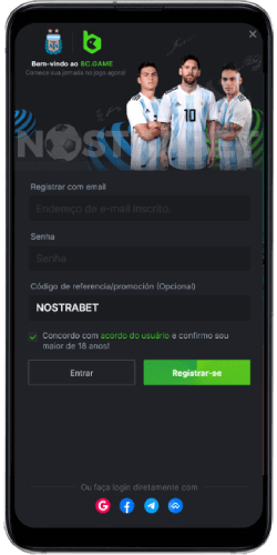 Registro do BC.game no android