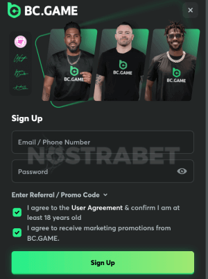 BC Game mobile registration