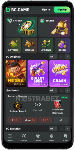 BC Game mobile version