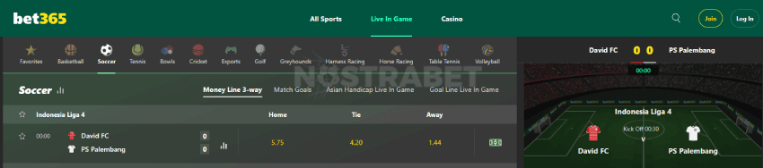 bet365 sports section