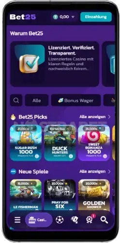 Bet25 mobile Version
