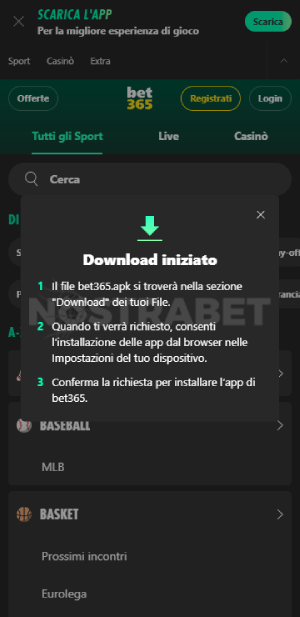 download di bet365 per Android