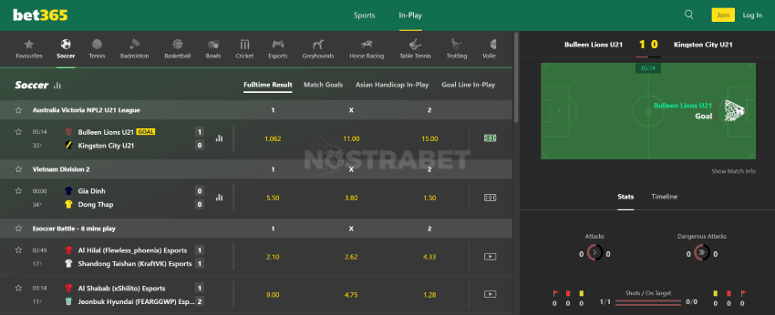 bet365 betting in-play